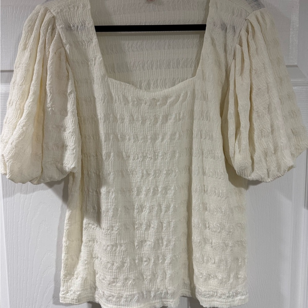 Skies Are Blue Elegant Cream Puff Sleeve Top